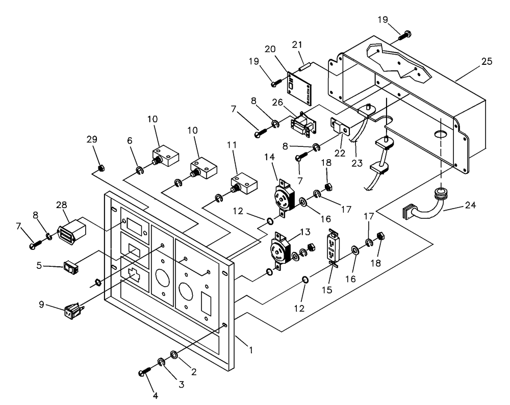 Control Panel Diagram and Parts List for 9805-1-MC  Briggs and Stratton Generator